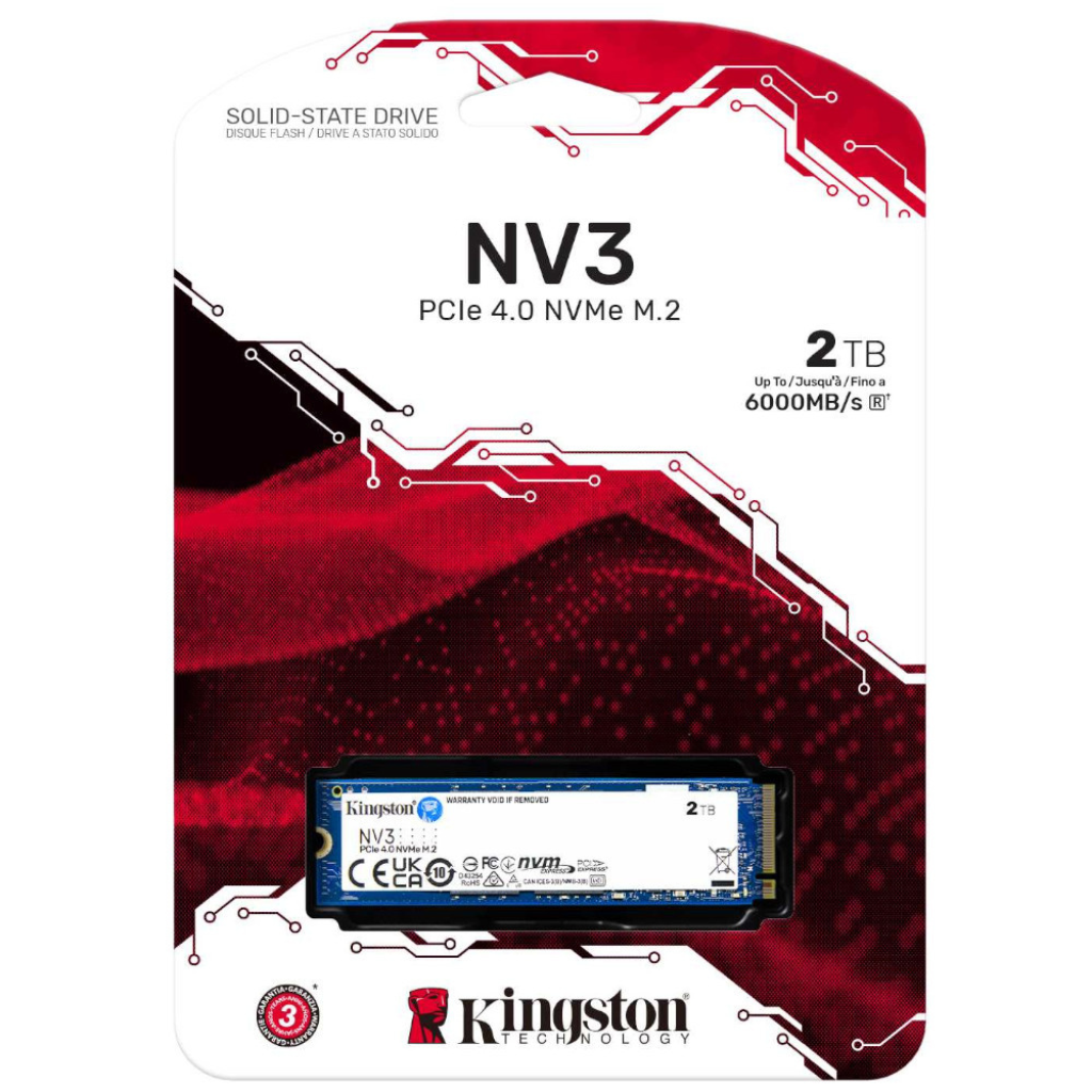 Kingston NV3 NVMe PCIe 4.0 Internal SSD 2TB M.2 2280-SNV3S/2000G